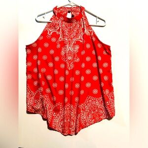 Life Style red handkerchief top